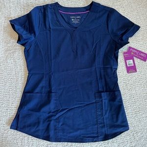 Healing Hands Purple Label scrub top, size large, navy